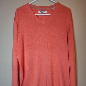 Tommy Bahama Island Zone V Neck Sweater  Size XL Salmon